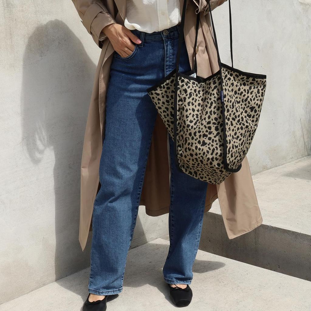 [highloop] Shopper-Tasche mit hohem Griff (M / L) Stoff-Einkaufstasche, Gemusterte Tasche, Großes Fassungsvermögen, Reisetasche, Leichte Umhängetasche, Wasserdicht, Innen P