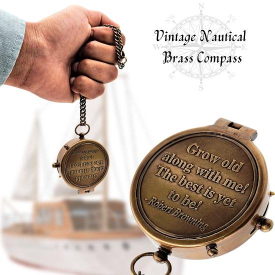 The Marine Compass Ages With Me. The Best Is Yet To Be Engraved.  Nautical Vintage Compass