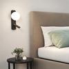 A84E-LED Wall Light With Switch Adjustable Spotlight Glass Wall Sconce Lamp For Bedroom Bedside Light Fixture Wall Decor Black
