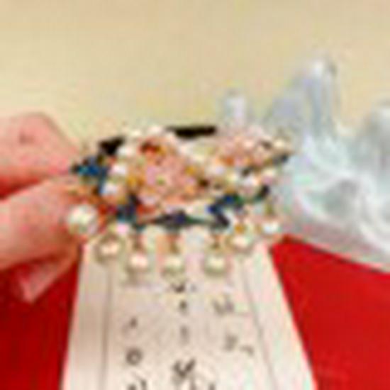 Elegant Blue Cloud Pearl Hairpin with Tassel