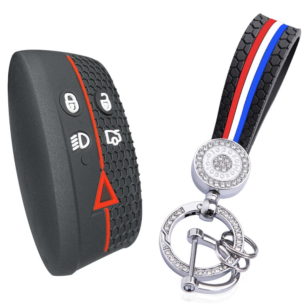

For Jaguar XF XFR XK XKR XK8 XJ8 2007-2013 Smart Car Remote Accessories Key Shell, 5-Button Silicone Fob Case Protective Cover