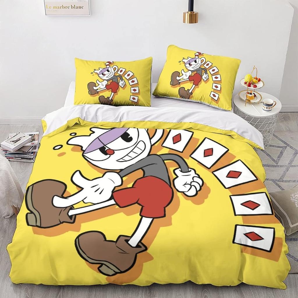 The Cuphead Show Cartoon Bedding Sets Exquisite Bed Supplies Set Duvet Cover Bed Comforter Set Bedding Set Birthday Gift