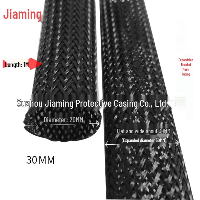 Tubulatură PET Negru Extensibilă Împletită: Protector Ham Cablaj Auto Piele de Șarpe