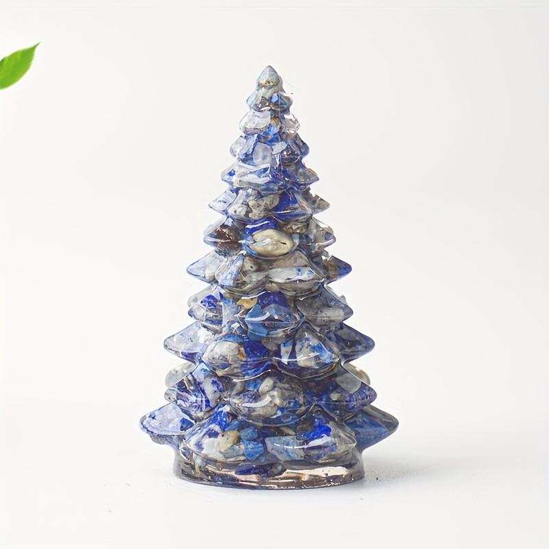 1pc Small Christmas Tree with Natural Crystal Synthetic Gemstone Inside, Lucky and Prosperous Growing Fluorite Bonsai Money Plant