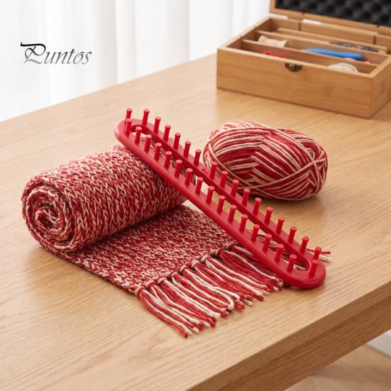 Adjustable Peg Loom Long Knitting Hook Set, Beginner for DIY Hat Rectangular Set Scarf Shawl, Plastic Yarn Weaving with Crochet