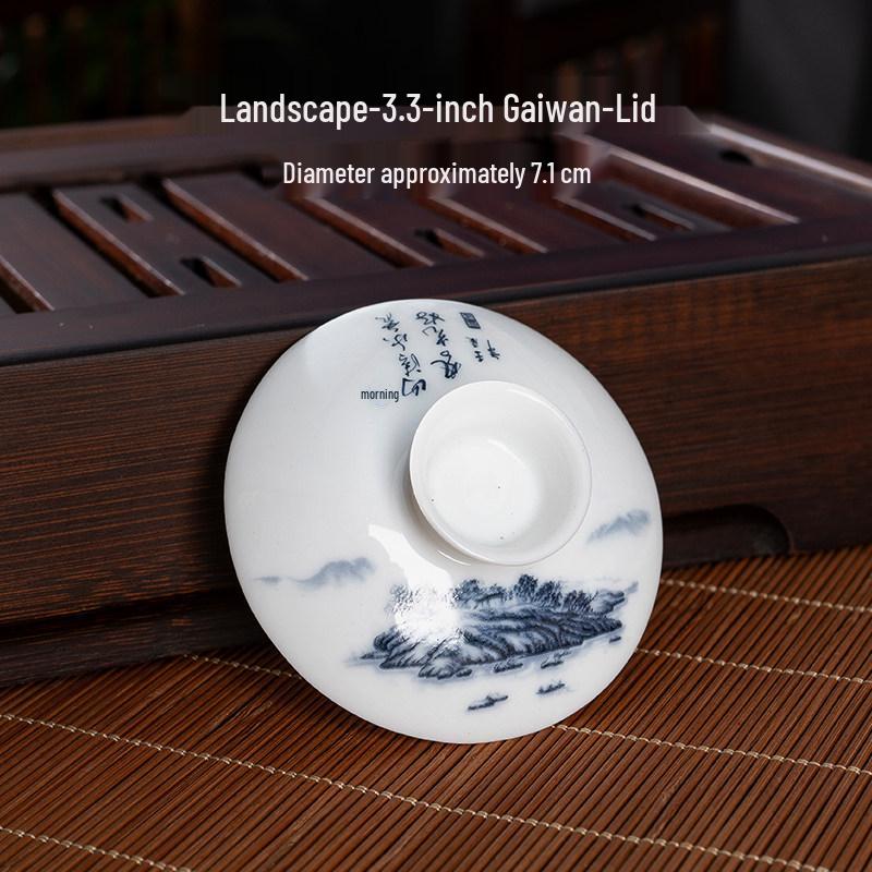 Gaiwan Teacup: Ceramic Lid & Bowl, 7.1CM-8.1CM Diameter, Kung Fu Tea Set Accessory.