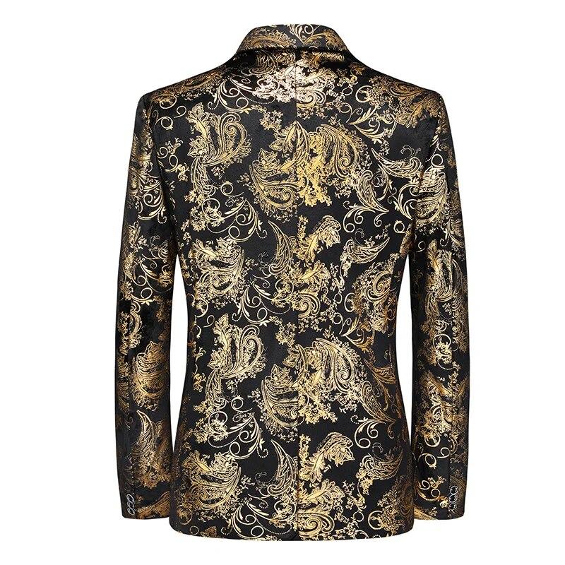 Men's Casual Boutique Business Blazer Personalized Bronzing Design Evening Dress Suit Male Slim Fit Blazers Jacket Coat