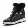 Rabbit Fur Inner Height Increase Women's Shoes Autumn and Winter New Warm Cotton Shoes Thick-soled Wedge Heel Double Zipper Casual Shoes Short Boots
