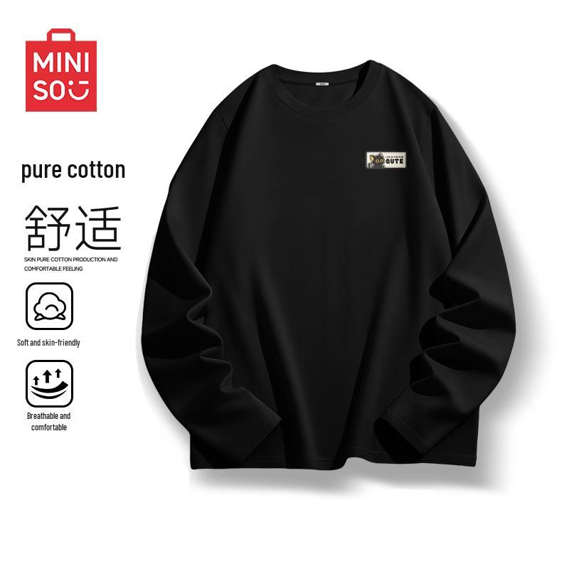 MINISO Men s Pure Cotton Long-Sleeve T-Shirt 4XL