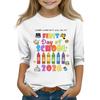 Kids Printed Three-Quarter Sleeve Round Neck Top for Back To School Casual Wear