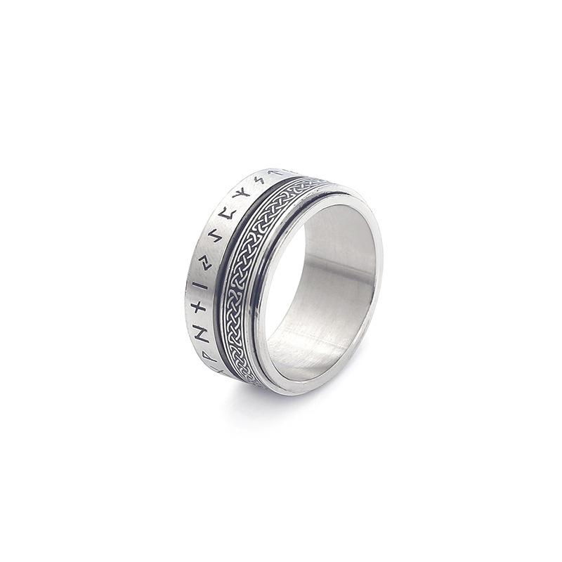 

Viking Rune Titanium Steel Ring for Men Handmade Norse Jewelry Personalized Retro Design no. 13