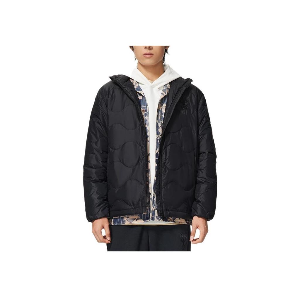 Li-Ning Sports Trend Series Solid Color Print Logo Zip Down Jacket Men Outerwear Black AYMS081-3