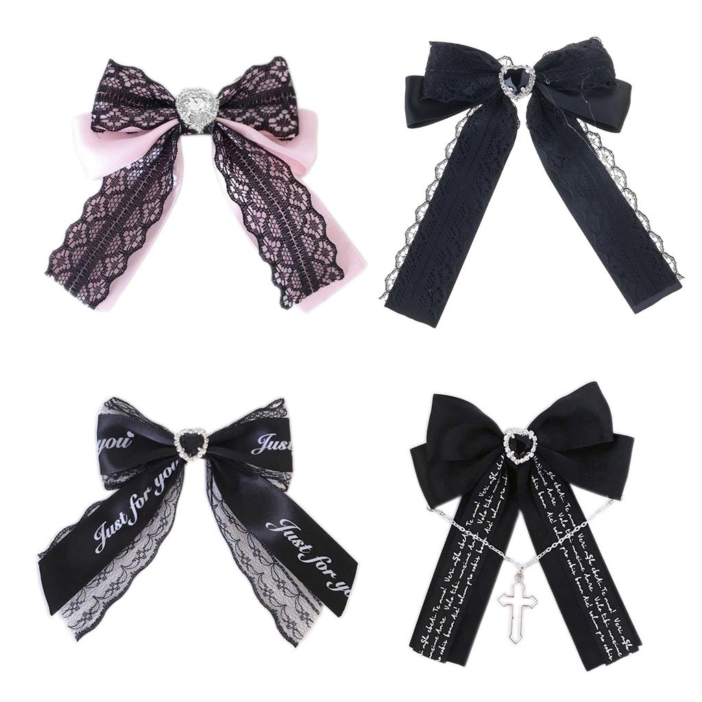 Girls Lolita Hair Clip Bow Sweet Glinting Cute Hair Duckbill Clip Lace Headwear Hair Accessories for Women Girls