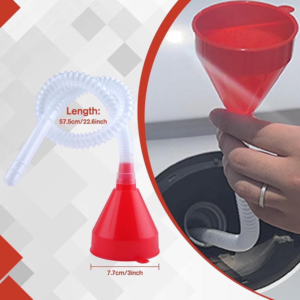 Kunststoff-Öltrichter für den Automobilgebrauch Set mit 10 Stück, Flexibler Auto-Trichter mit Schlauch Große Öffnung Flexibler Ölwechsel-Trichter Langer Hals Rechter Winkel