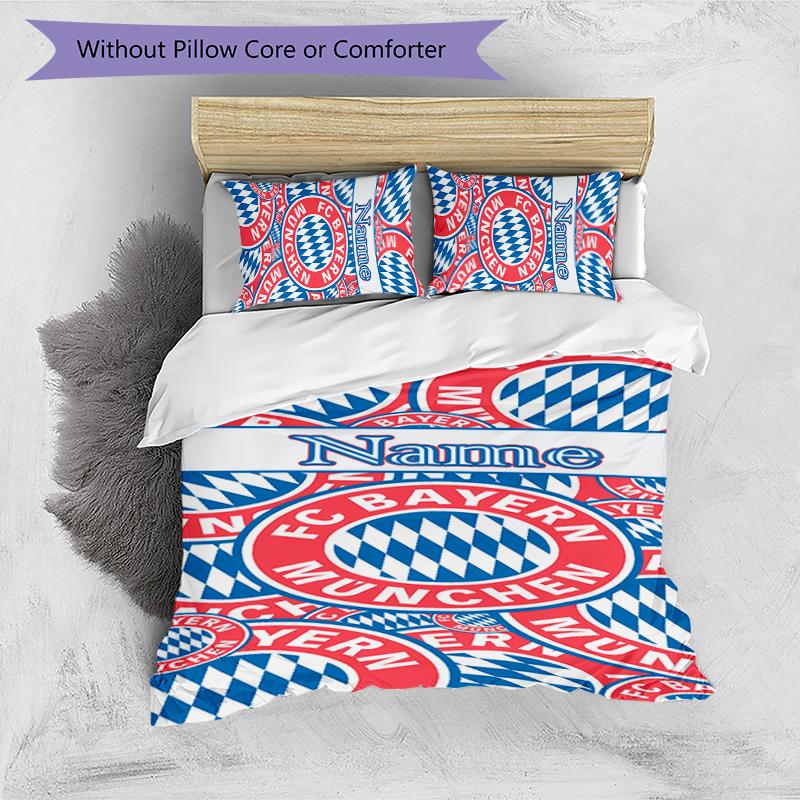 3pcs Custom Name Bayern Munich Bedding Set Duvet Cover Closure Includes 1 Duvet Cover & 2 Pillowcases for All Seasons Bedroom Decor