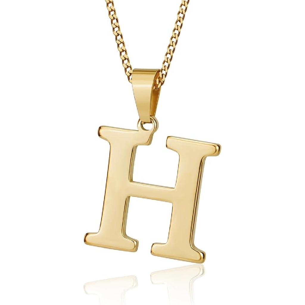 Suweibuke Initial Necklace for Men Women Boys Girls, 18K Gold Plated 26 Letters Pendant Necklace, Personalized Jewelry Gifts