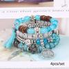 Bohemian Beaded Bracelet Set, Women's Stackable Stretch Bracelets with Tassel & Wing Charm
