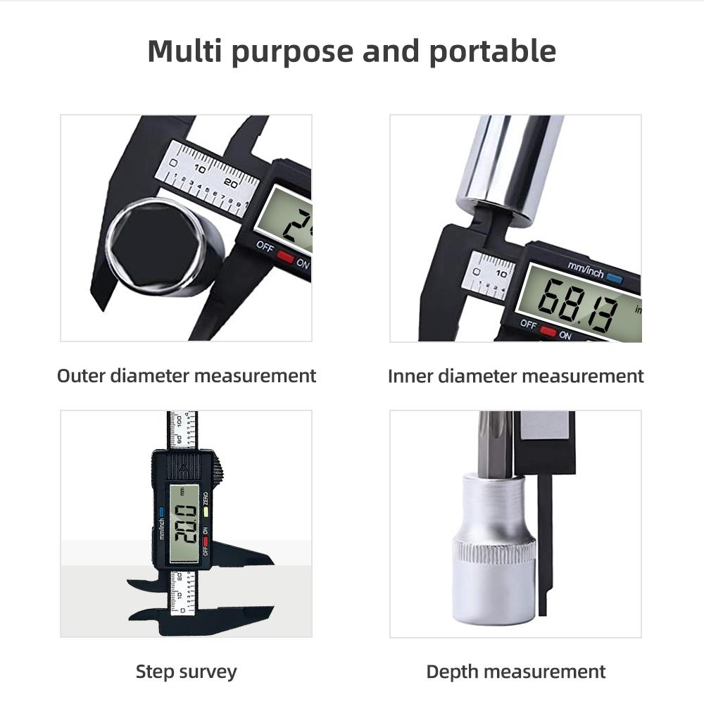 150mm Digital Vernier Calipers LCD Electronic Carbon Fiber Gauge 0.1mm Micrometer Digital Ruler Height Depth Measuring Tool