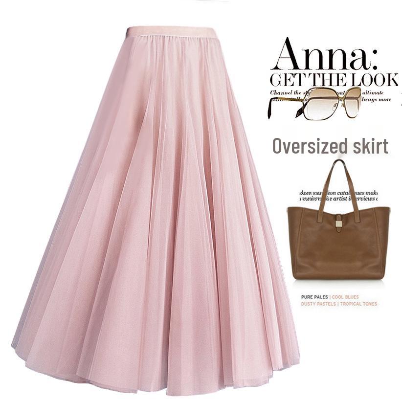 Elegantní vysoce kvalitní dlouhá rozšiřující se sukně s vysokým pasem - 2023 Všestranná síťovaná vílí sukně slim fit