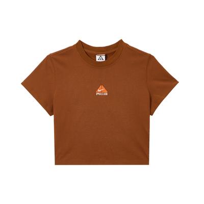 Dri-Fit ACG Confortável Macio Amigável à Pele Moda Secagem Rápida Manga Curta Camiseta Regular Mulher Tops Castanho Claro HM6085-245