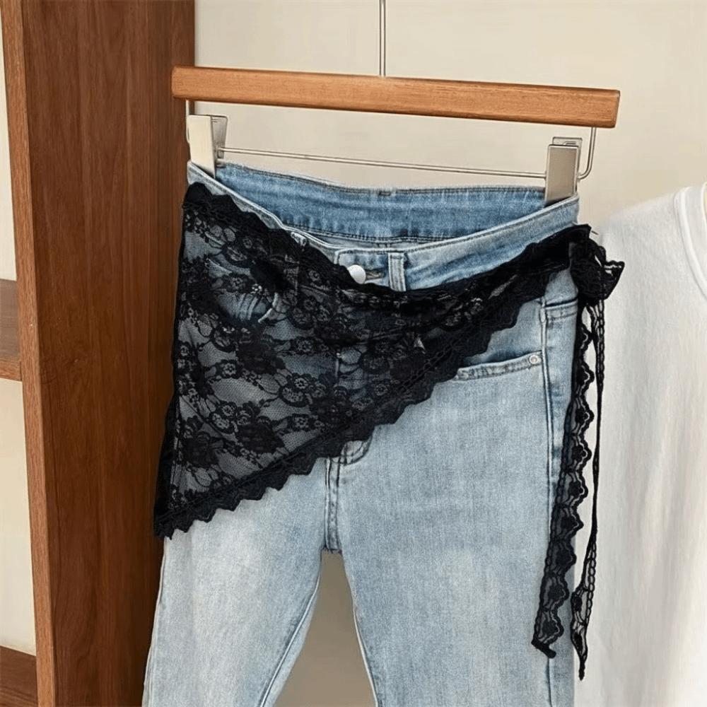 Y2K Triangle Apron Embroidery Outwear Mini Skirt Fashion Waist Scarf Streetwear