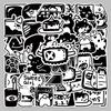 50 Waterproof Black & White Cartoon Graffiti Stickers for Cup, Suitcase, and Laptop Decoration.