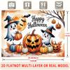 Party Backdrop Halloween Flat Spanish Language Holiday Cute Ghosts Pumpkins Hanging Celebration Photo Booth Front Door Decor