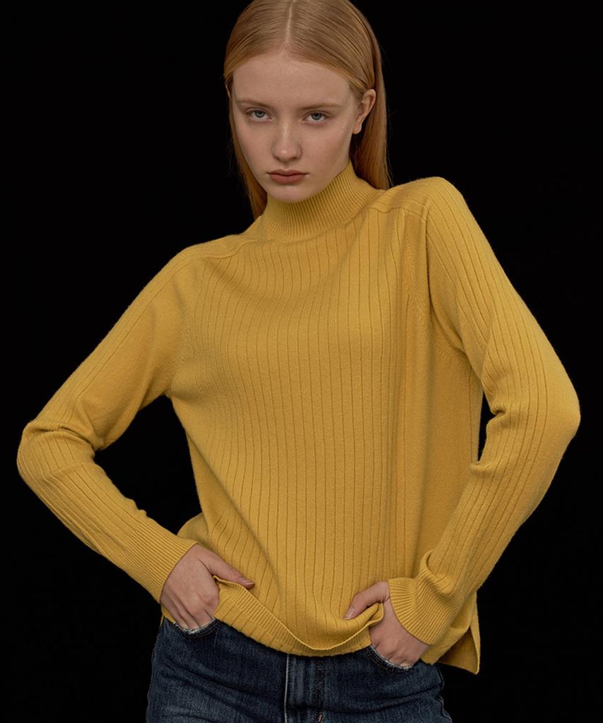 Baseukala Ribbed Half-Neck Knitwear (8Colors)