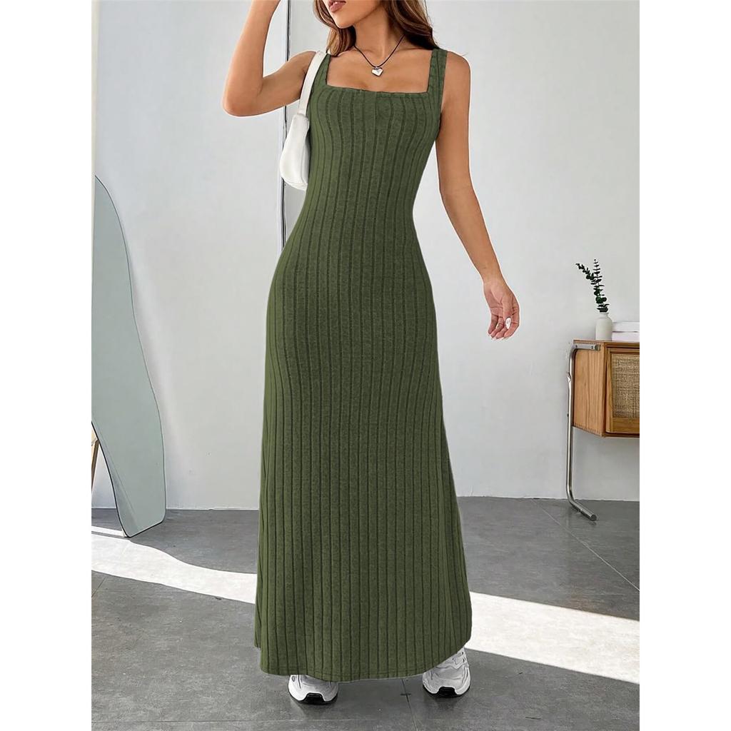 Damen Sommer einfarbig Rippstrick pelziges Träger lässiges Westenkleid