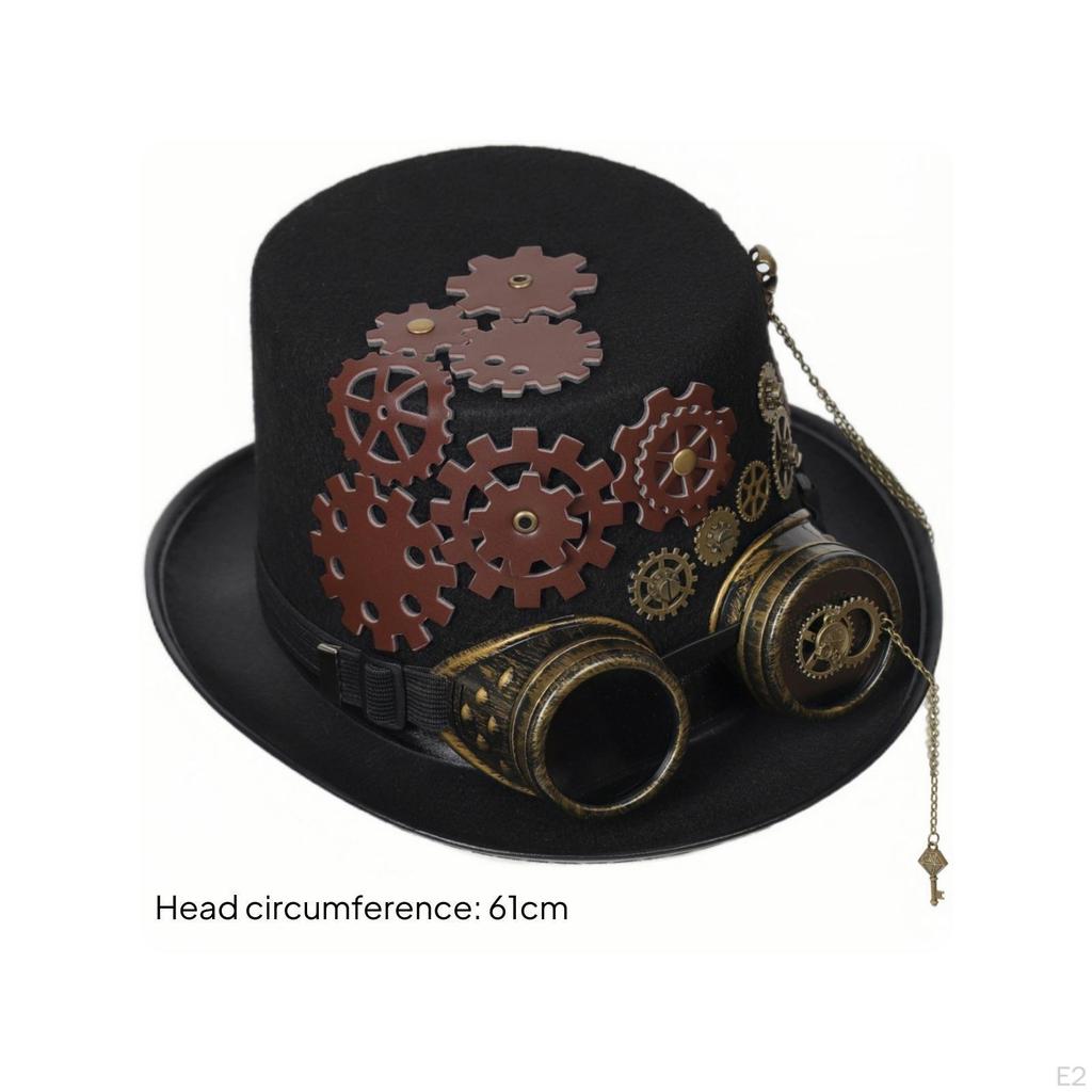 Steampunk Zylinder Messingfarbene Zahnradverzierte Metallkette 5859cm