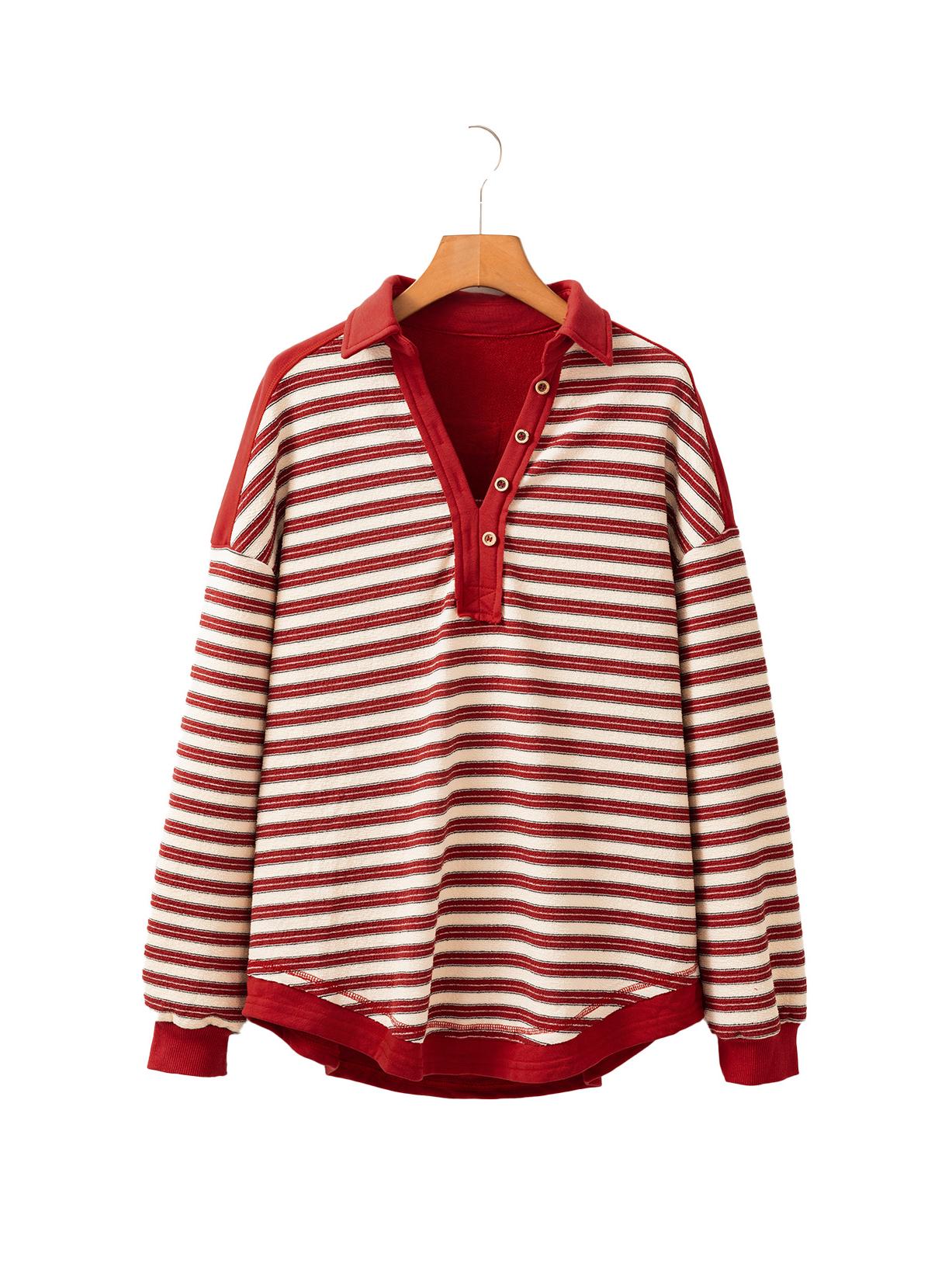 

Женский полосатый вязаный пуловер с V-образным вырезом Shiying: Уютный осенне-зимний топ с длинным рукавом и спущенным плечом Extra Large красный