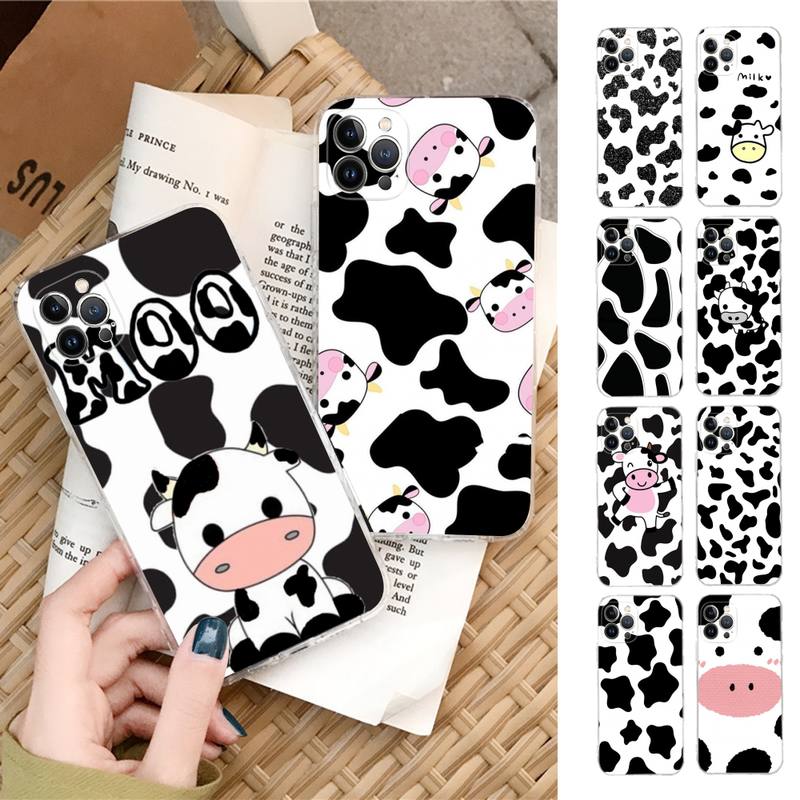 White Black Cow Symbol Print Phone Case Silicone Soft for iphone 14 13 12 11 Pro Mini XS MAX 8 7 6 Plus X XS XR Cover