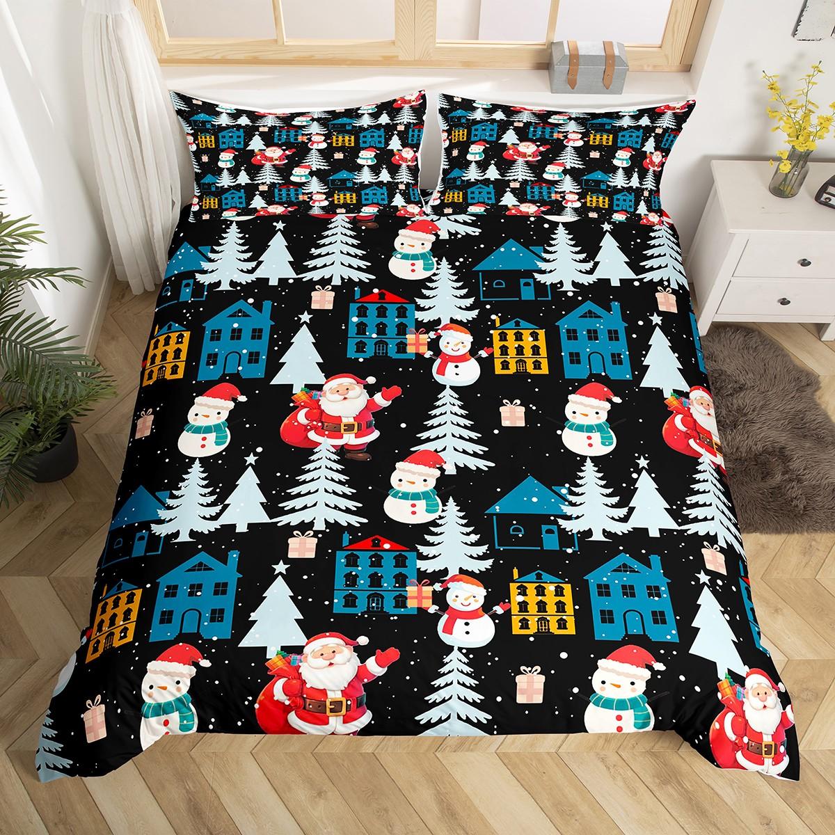 

Homewish Kawaii Santa Claus Duvet Cover Set For Child,Red Christmas Snowman Bedding Set,Happy New Bed Set DE XS 100x135cm 2pcs&set
