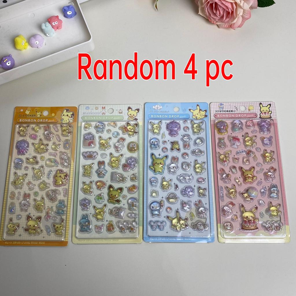3D Stickers Three-Dimensional Relief Crystal Stickers Pokmon Stickers Pikachu Children Girl Diy Decoration Cartoon Kawaii