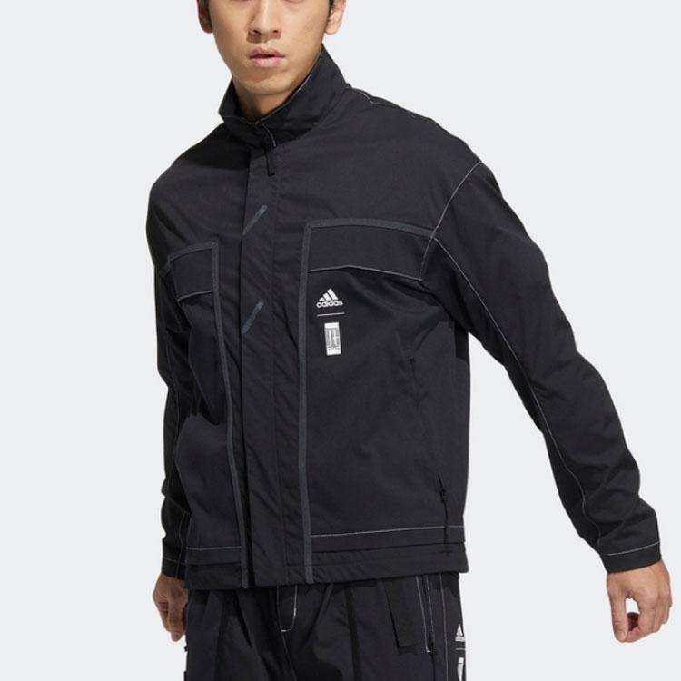 adidas Chaqueta Deportiva Cuello Alto Serie Wuji Manga Larga Ropa de Abrigo para Hombre Negro HE5137