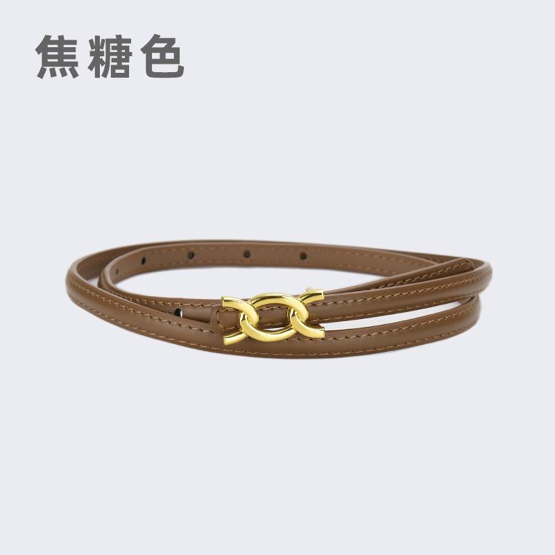 Vier Jahreszeiten Verfügbar Neuer Damen Dünner Gürtel Dekoration Anzug Mantel Mit Kleid, Rindsleder Dünner Gürtel Schlicht Und Modisch