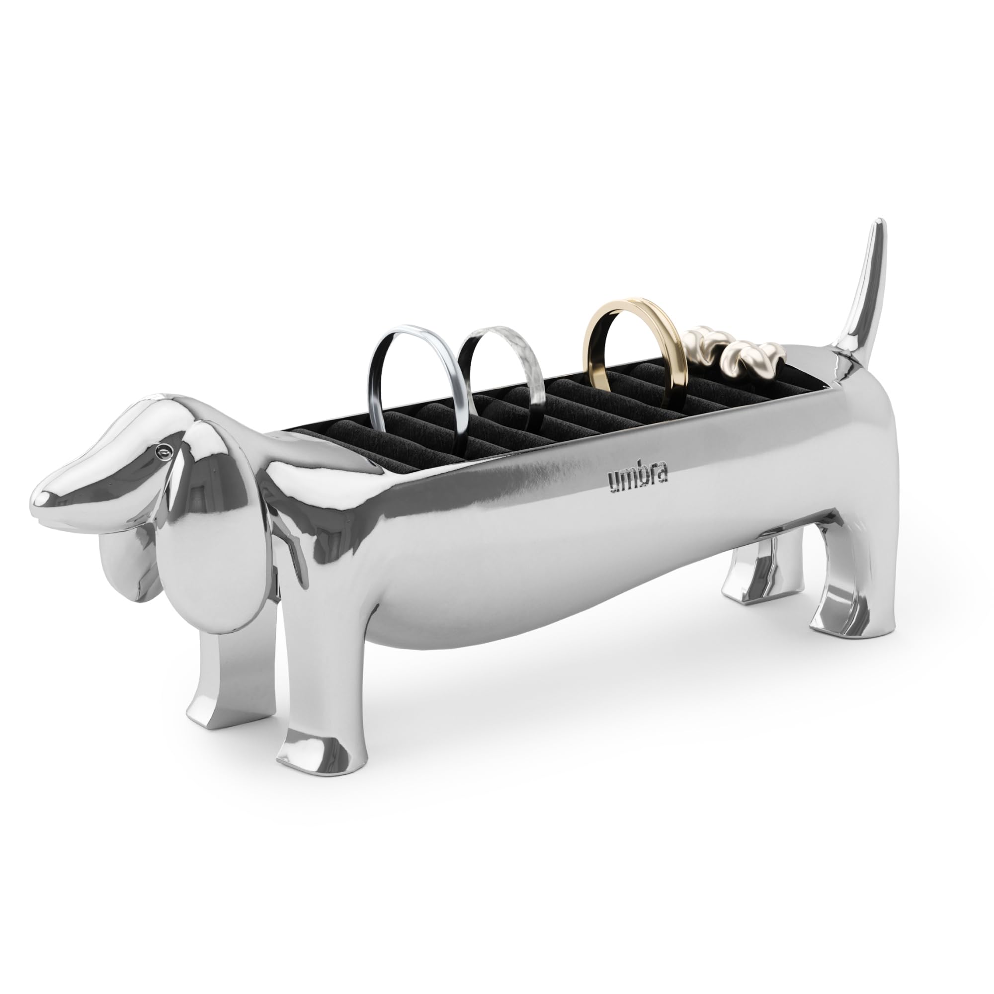 

Official Umbra DACHSIE Jewelry Ring Accessory Dachshund Storage, Holder, Storage, Chrome,