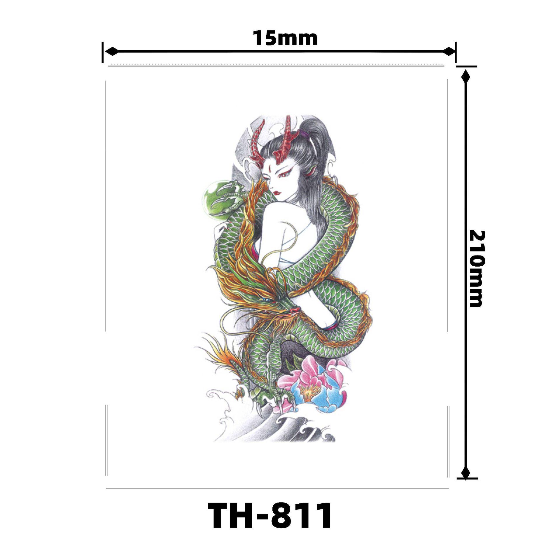 Customizable Full Arm and Back Tattoo Stickers - European & American Totem with English, Hyuna Flower, and Korean Designs Specify total and quantity in remarks