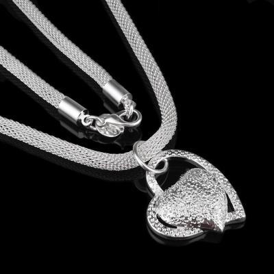 925 Silver Double Heart Necklaces Snake Chain For Women Necklace Fashion Wedding Jewelry