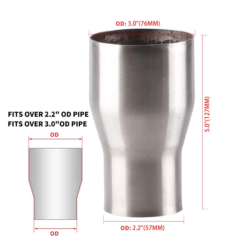 OD:2" 2.2'' 2.5'' 3'' Universal Stainless Steel Car Exhaust Reducer Connector Pipe Tube Adapter Intake Pipe Connection Joint