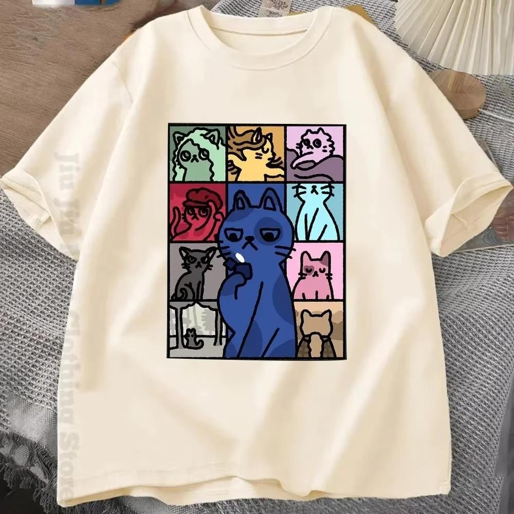 Men Summer Cotton T-Shirt Cartoon Cats Graphic Tops Tees Taylor Swif Clothing Short Sleeve Streetwear Women Harajuku T-Shirt