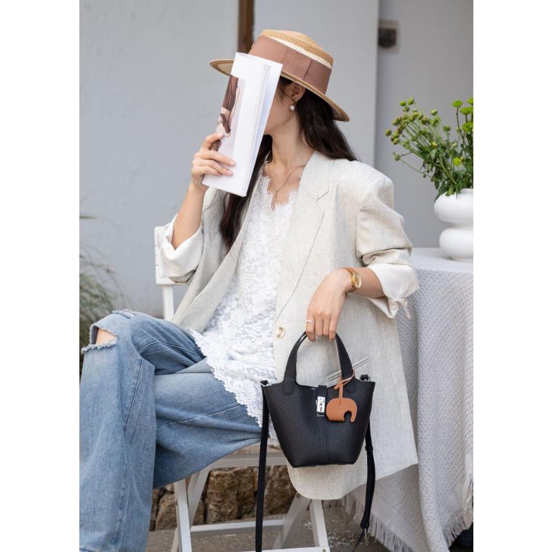 

Женская сумка Высококачественная сумка-корзина из кожи личи ручной работы Новая модная и универсальная сумка через плечо