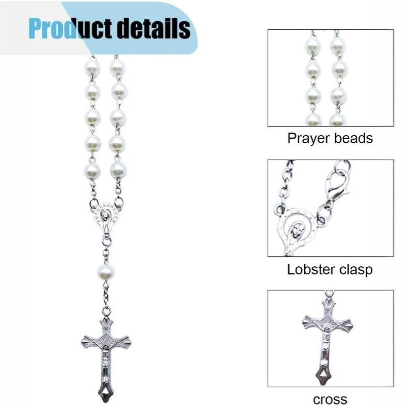 1 Stück Kreuzförmige Armbänder Autoanhänger Rosenkranzarmbänder Perlen Autozubehör Schmuckgeschenke Thematisch um den christusähnlichen Glauben