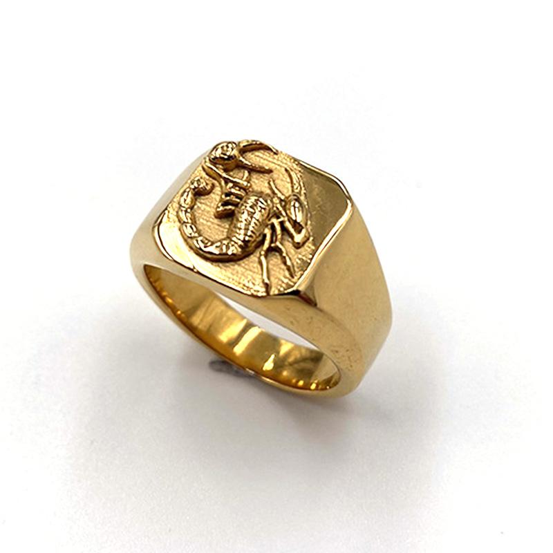 Scorpion Pattern Animal Vintage Stainless Steel Ring Punk Gothic Style Gold Steel Color Unisex Retro Fashion Metal Wholesale