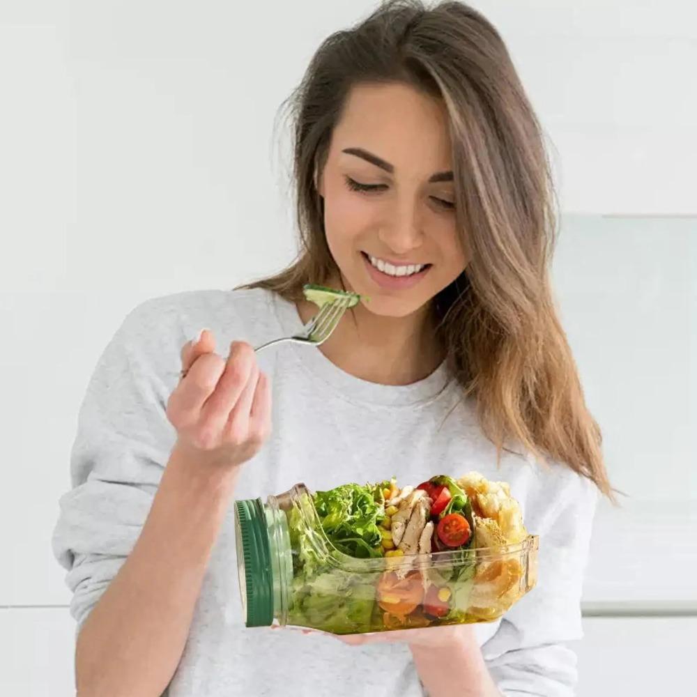 Plastic Salad Container Transparent Salad Pod Keep Fresh Organizer Mason Jar Meal Prep