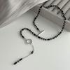 Vintage Y-förmige Schwarze Kristall Quaste Halskette Mode Minimalistisch OT-Verschluss Gespleißte Schlüsselbein Kette für Damen Tägliche Party Schmuck Zubehör