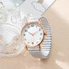 Simple Digital White Face Ladies Quartz Watch Casual Stainless Steel Stretch Strap Fashion Women Dress Clock Watches