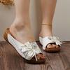 Female Shoes On Sale 2025 Open Toe Women's Slippers Outdoor Casual Slippers Women Bow Tie Floral Plus Size Wedges Ladies Sandals
