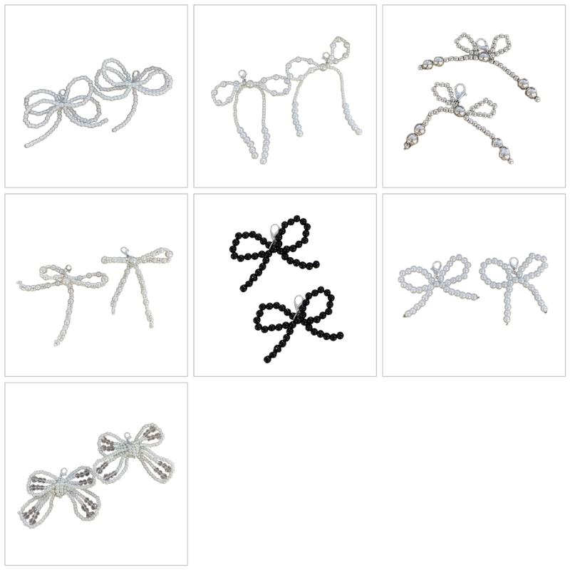 1 Pair Lovely Bowknot Phone Pendant Beaded Keyrings Bag Accessory Elegant Bag Ornament Shoe Pendant for Any Occasion