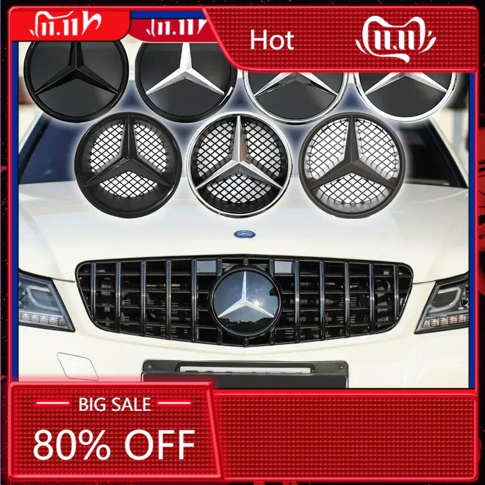 XHXII1 2025 New For Mercedes Benz Car Front Grill Emblem Star Badge 3D Mirror OE Style Flat Surface For Mercedes Benz W245 W204 X204 B1